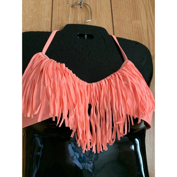 Gossip bikini swimsuit size medium tassels pink peach two piece halter - Picture 3 of 10